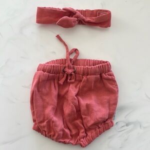 L'ovedbaby organic Muslim cotton shorts with headband